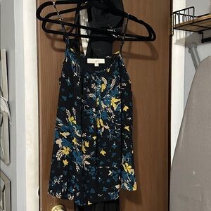 LOFT Black and Blue Floral Camisole